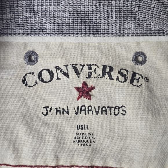 John Varvatos Converse Gray Checked S/S Cotton‎ Button Front Large - Picture 3 of 16